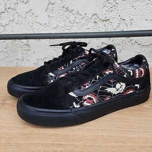 Vans Glow In the Dark Frights Old Skool Sneakers Black Skulls Halloween M5.5 W7